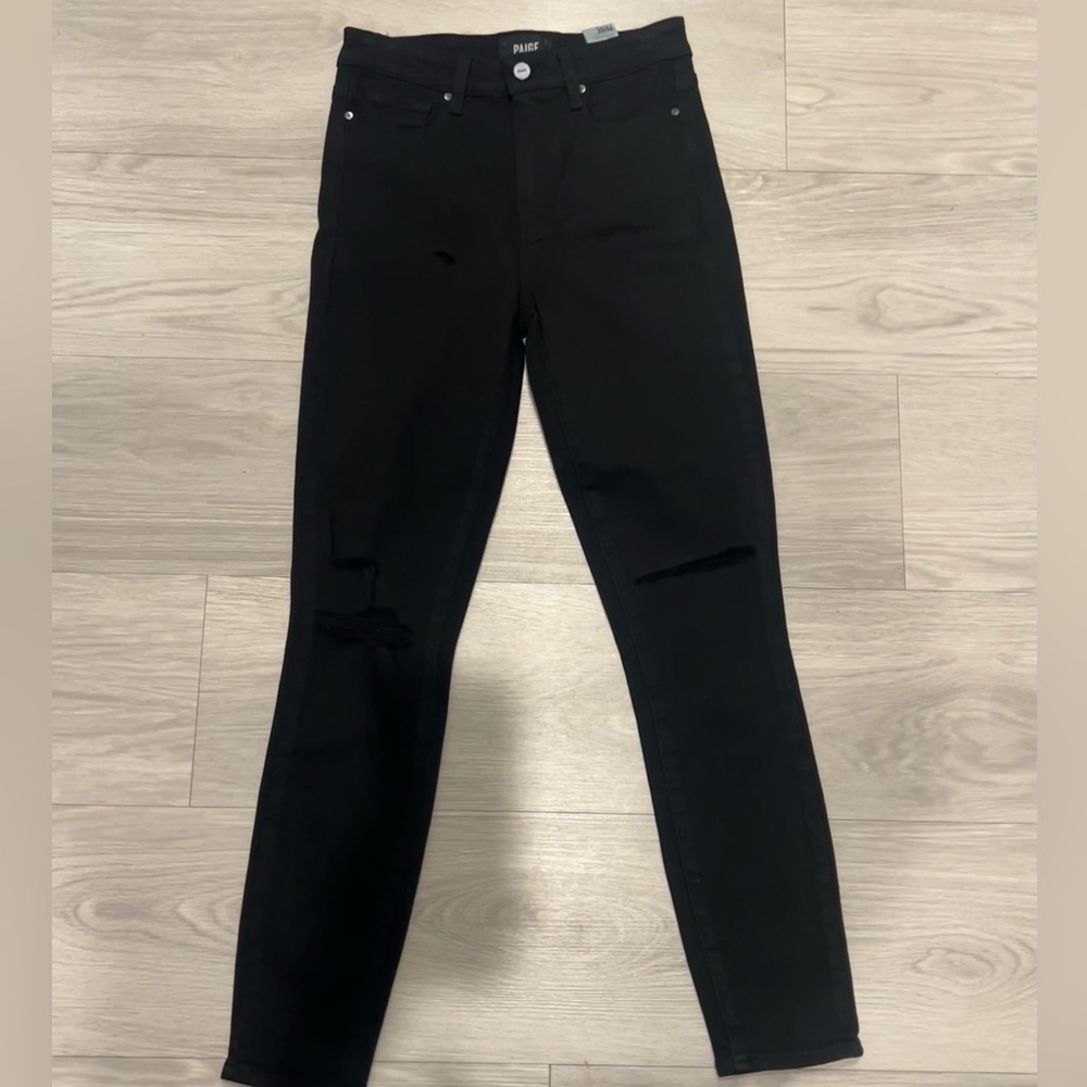 New Paige distressed ankle jeans